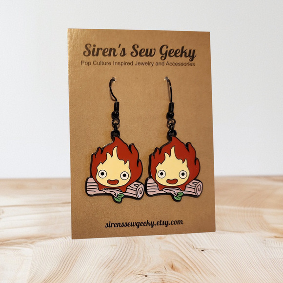 Calcifer Howl's Moving Castle Charm Earrings - Picture 2 of 3